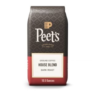 Peet's House Blend Dark Roast Ground Coffee - 10.5oz: Arabica Beans, Citrus, Spice