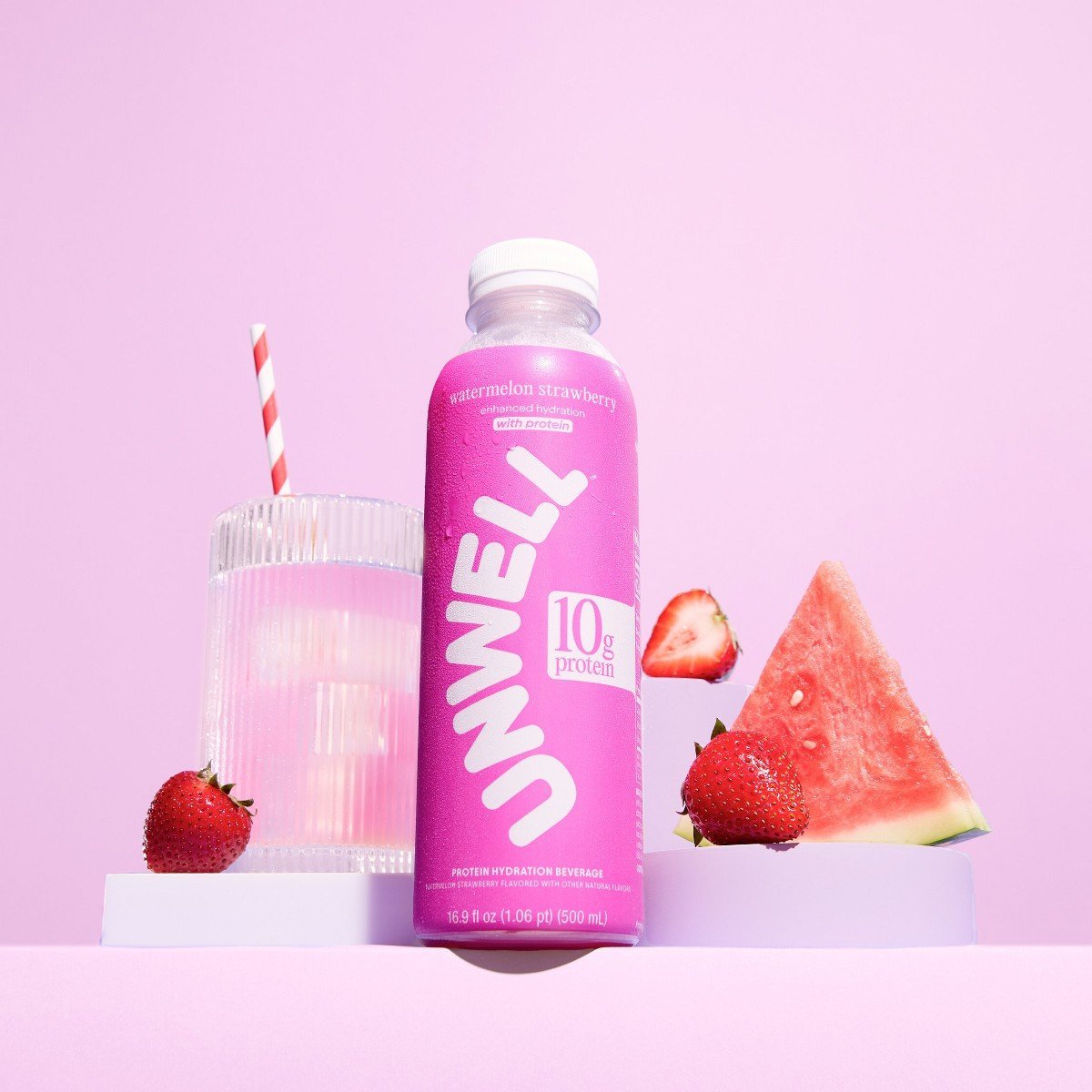 Unwell Hydration Protein Drink with Electrolytes and 10g Whey Protein Isolate Watermelon Strawberry - 16.9 fl oz: Gluten-Free, Caffeine-Free - Image 2