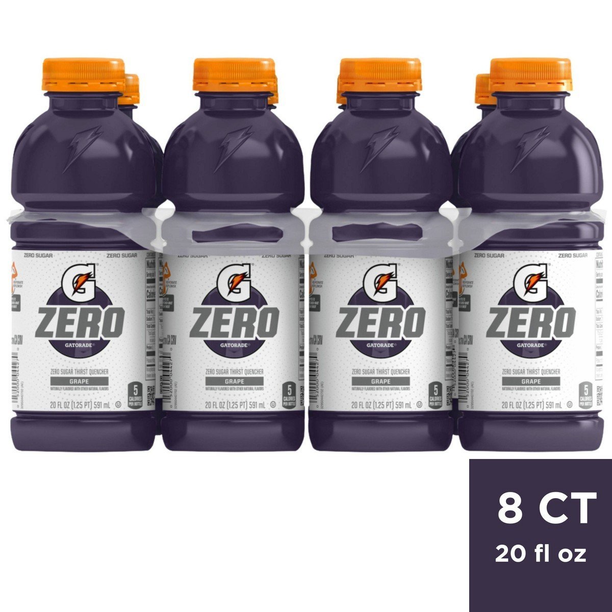Gatorade G Zero Grape Sports Drink - 8pk/20 fl oz Bottles: Low Calorie, Non-Caffeinated