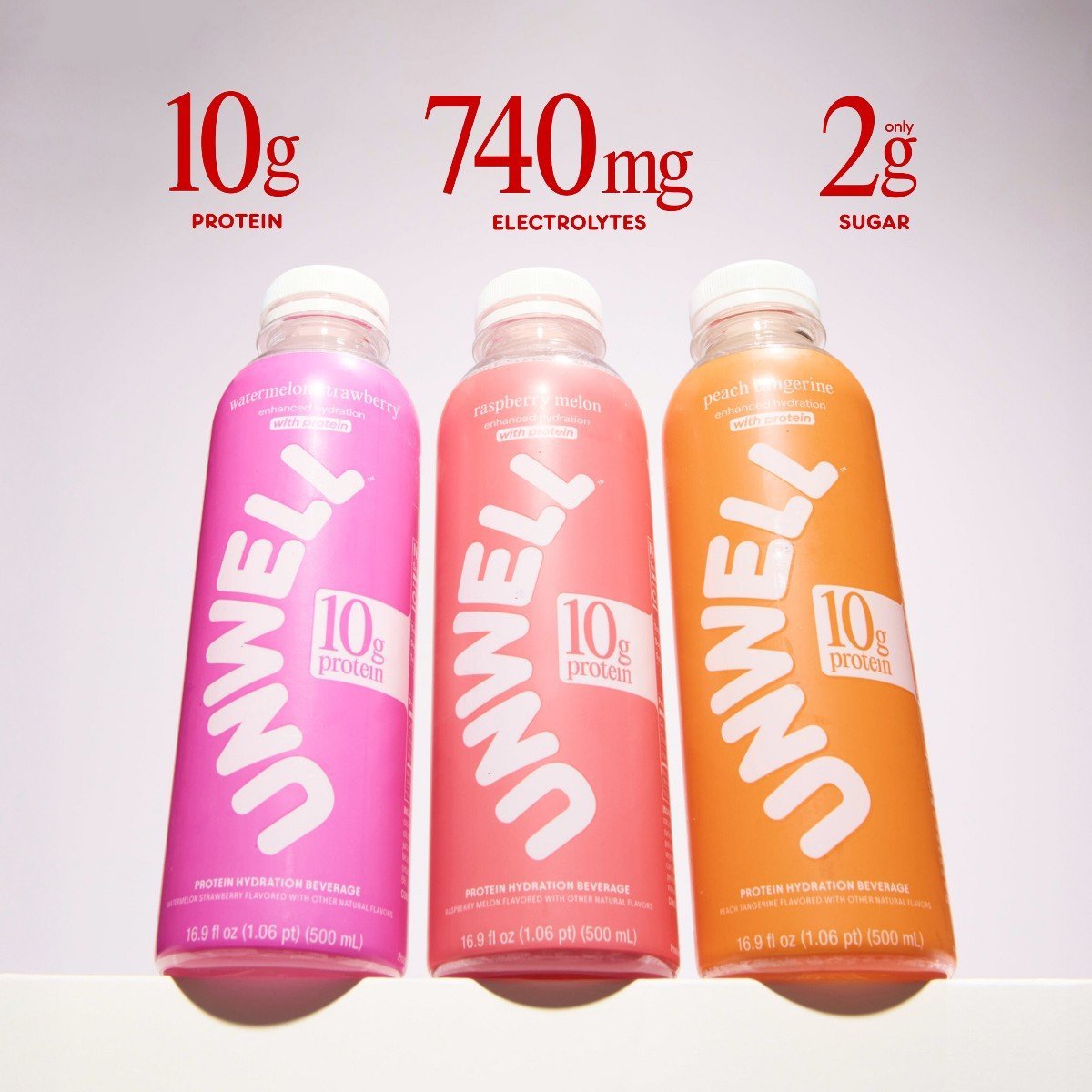 Unwell Hydration Protein Drink with Electrolytes and 10g Whey Protein Isolate Raspberry Melon - 16.9 fl oz - Image 3