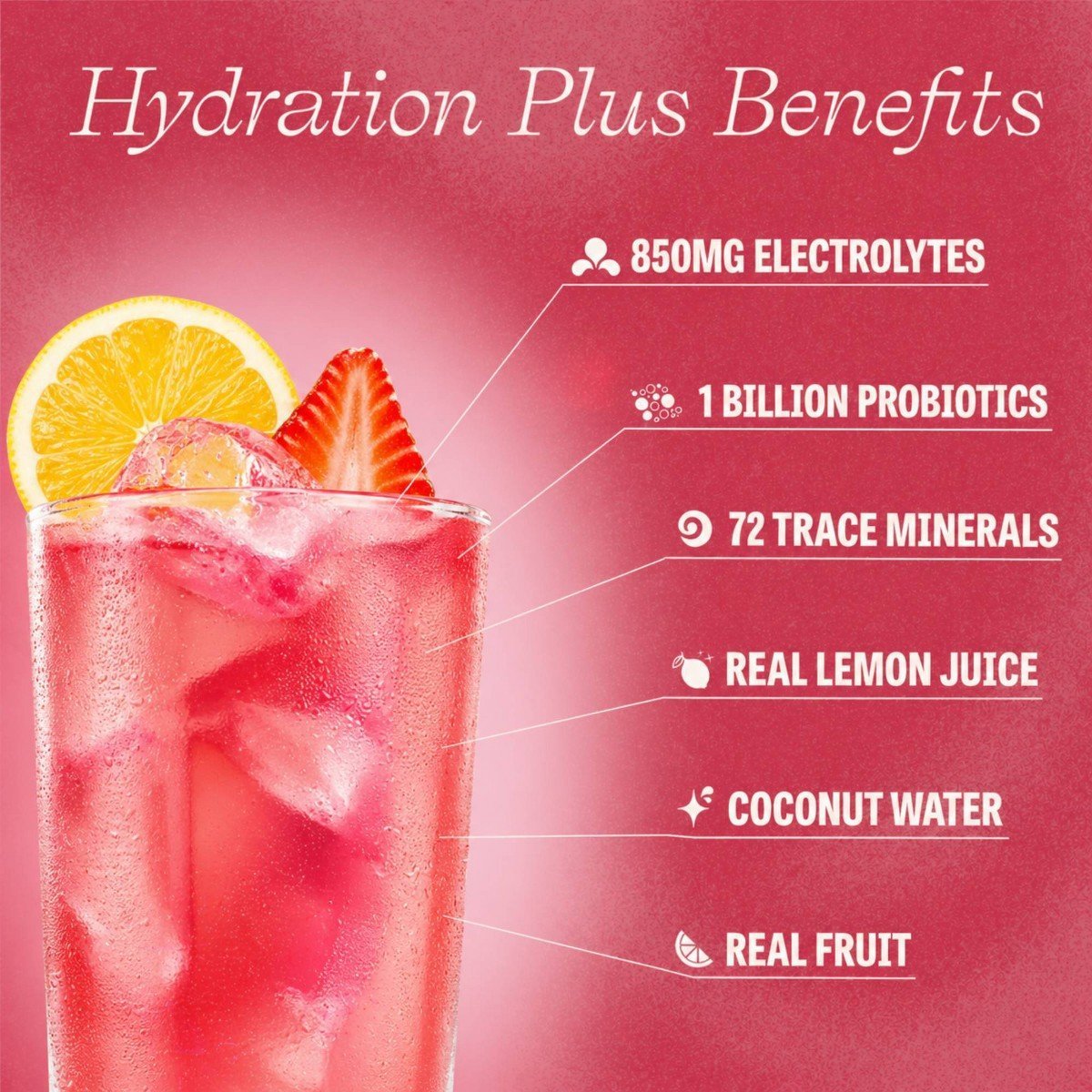 Clevr Hydration Electrolyte Mix with Gut Supporting Probiotics - Strawberry Lemonade, Non-Caffeinated- 0.27oz/6ct - Image 4
