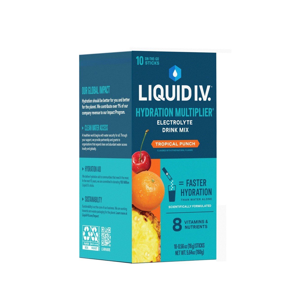 Liquid I.V. Hydration Multiplier Vegan Powder Electrolyte Supplements - Tropical Punch - 0.56oz/10ct - Image 4