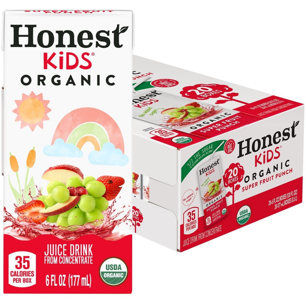 Honest Organic Super Fruit Punch Drink - 20pk/6 fl oz Box: No Pulp, 42% Juice Content