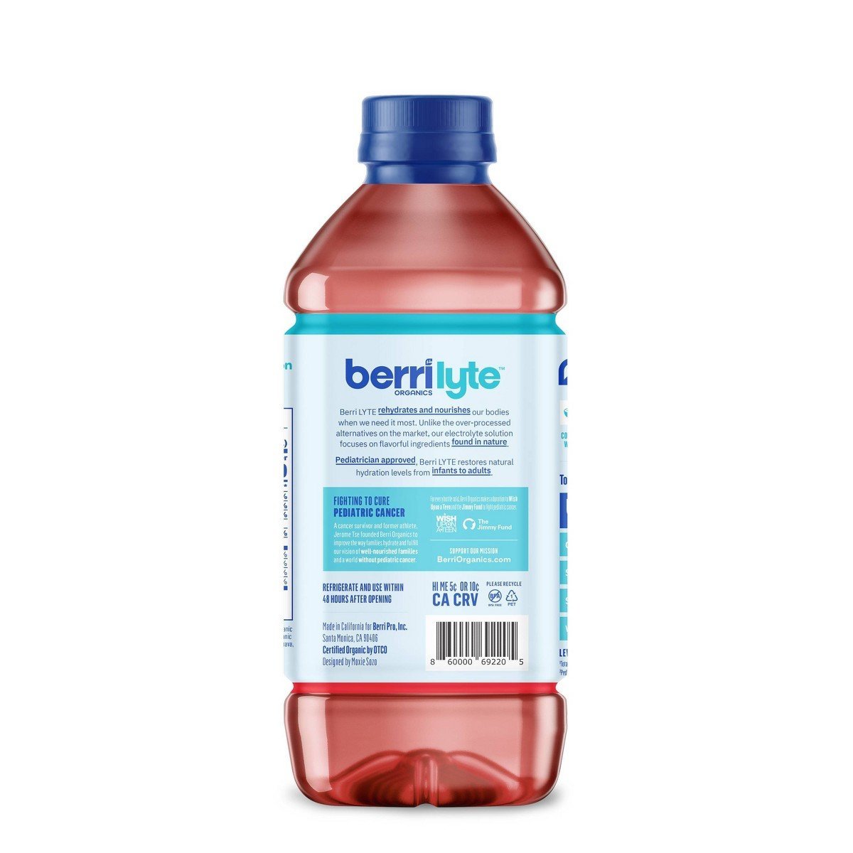 Berri Lyte Organic Plant-Based Electrolyte Drink Solution - Strawberry - 33.8 fl oz: 1-Pack, Non-Caffeinated, Gluten-Free - Image 3