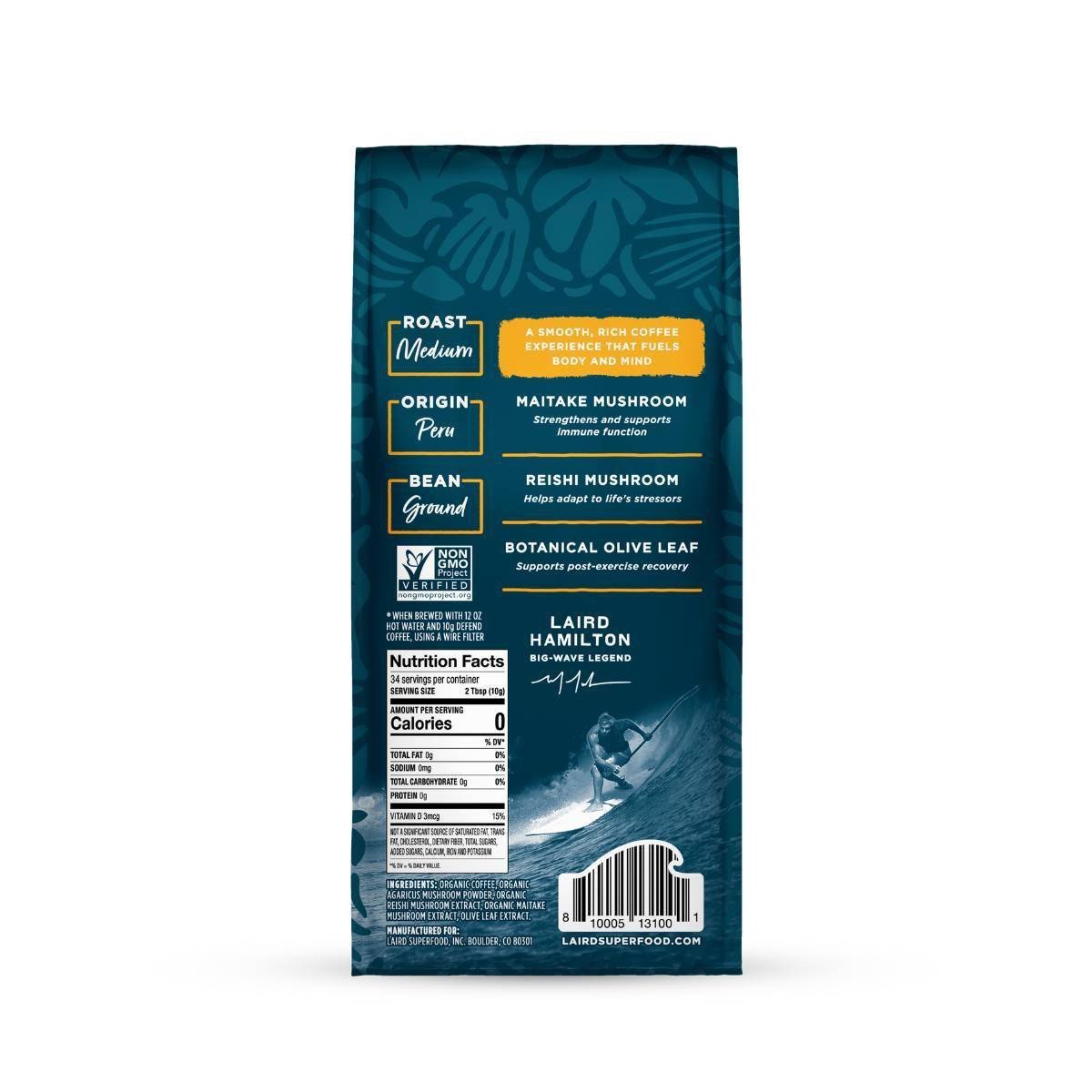 Laird Superfood Medium Roast Defend Functional Mushroom Ground Coffee - 12oz - Image 6