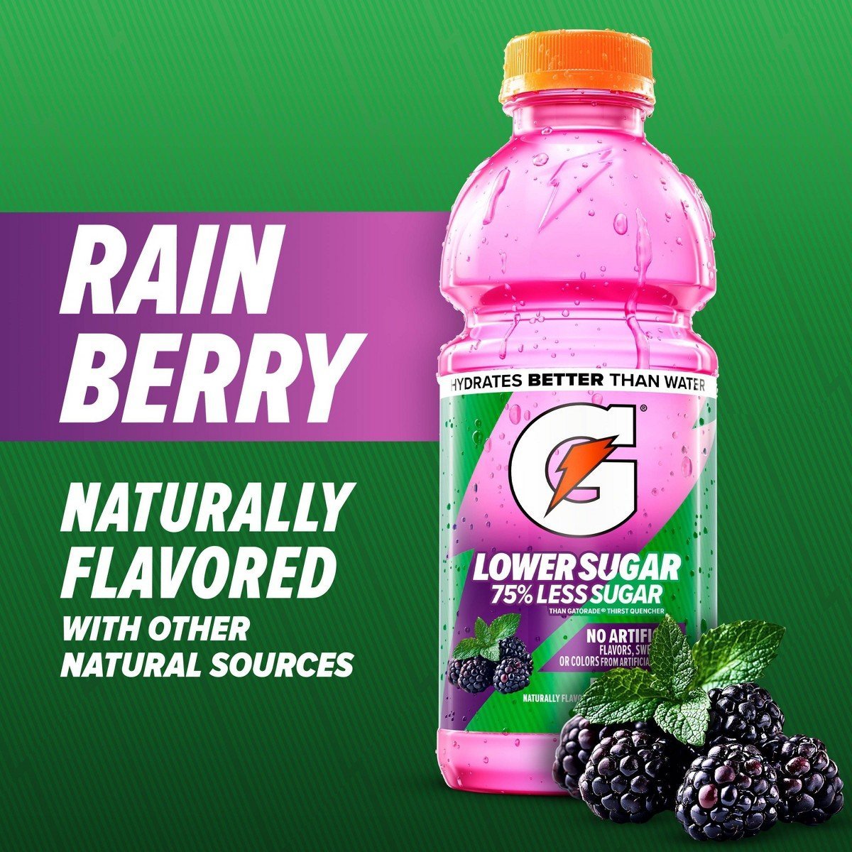 Gatorade Lower Sugar Rain Berry Sports Drink - 12 fl oz/12pk Bottles - Image 5