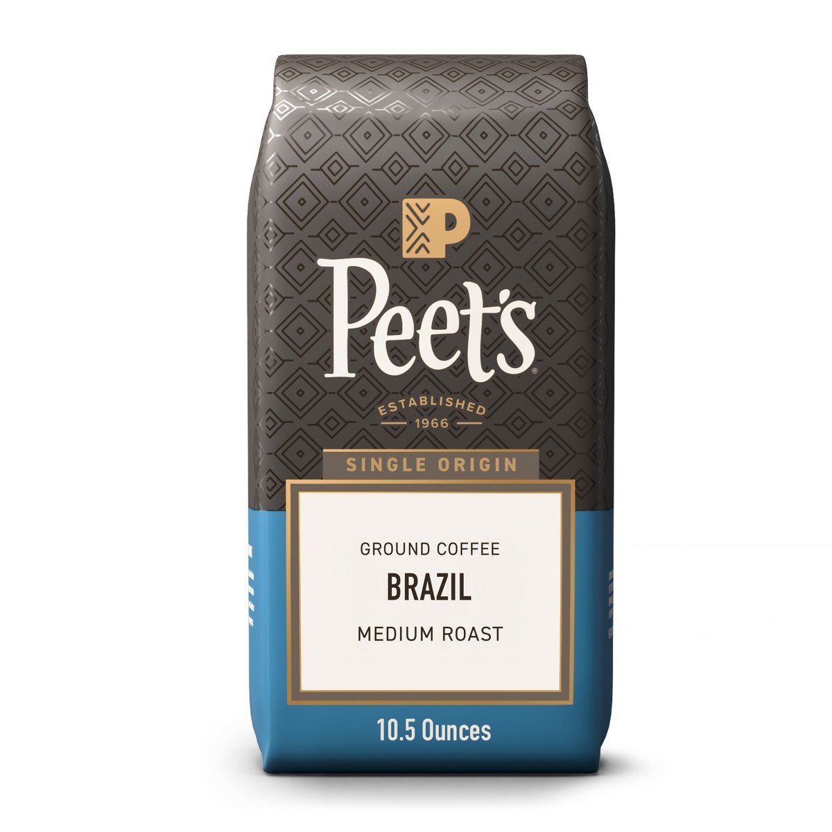 Peet's Brazil Single Origin Medium Roast Ground Coffee 10.5oz: Arabica Beans, Caramel, Hazelnut