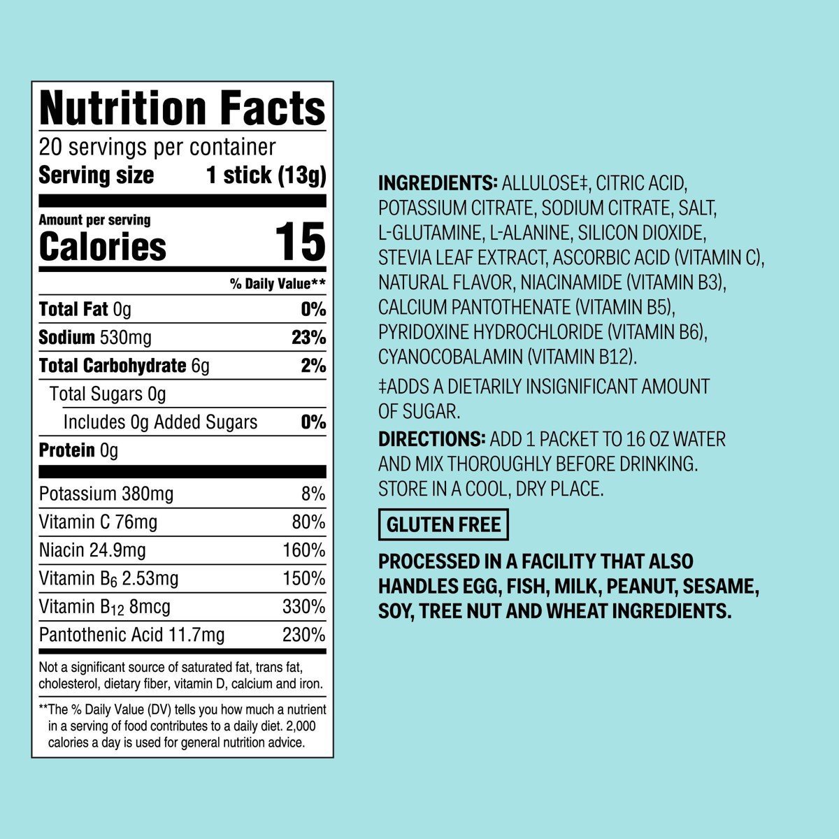 Sugar Free Hydration Vegan Supplement Powder - Lemon Lime - 9.2oz/20ct - up&up™ - Image 6