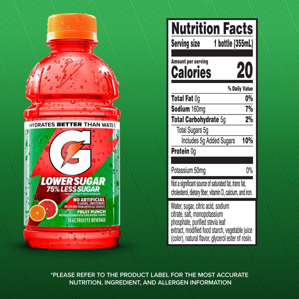 Gatorade Lower Sugar Fruit Punch Sports Drink - 12pk/12 fl oz Bottles - Image 3