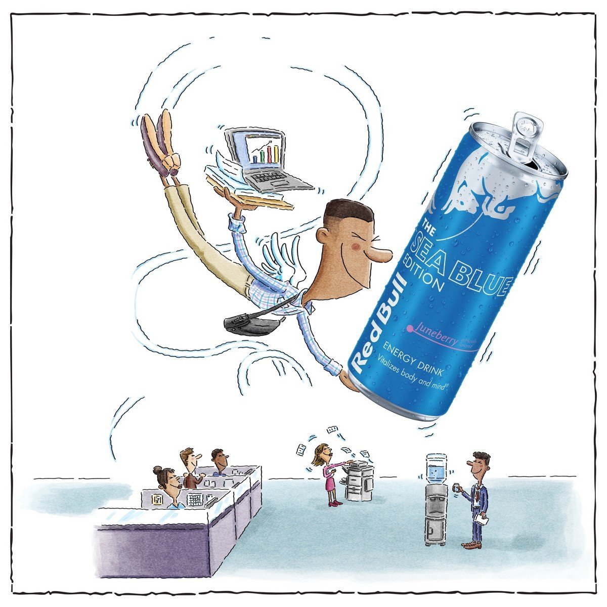 Red Bull Sea Blue Edition - Energy Drink - Juneberry - 12 fl oz Cans: Low Fat, No Artificial Flavors, Caffeinated - Image 2
