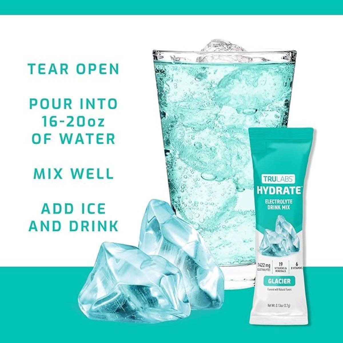 TruLabs Hydrate Sports Drink - Glacier Freeze - 0.78oz/6ct: Non-Caffeinated, Powdered - Image 3