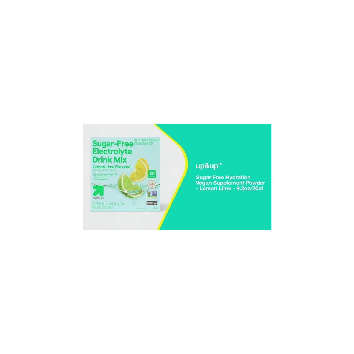 Sugar Free Hydration Vegan Supplement Powder - Lemon Lime - 9.2oz/20ct - up&up™ - Image 2