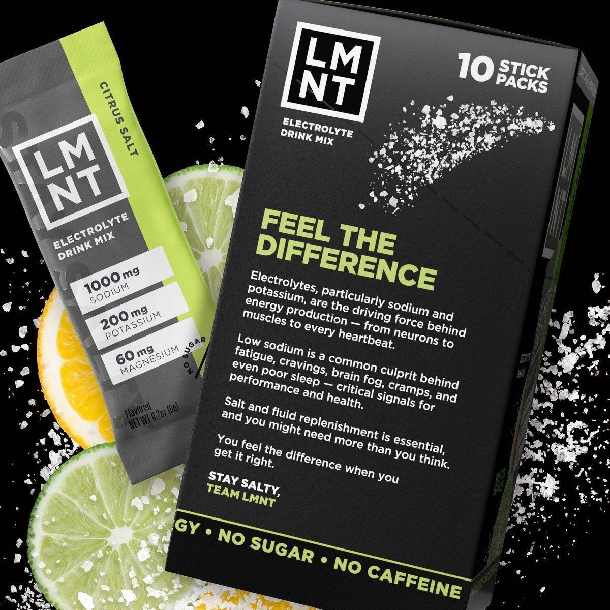 LMNT Zero-Sugar Electrolytes Drink - Citrus Salt - 2.1oz/10ct: Non-Caffeinated, Powdered, Electrolyte Drink Mixes - Image 3