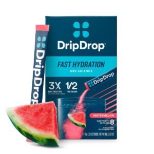 DripDrop Hydration Powder Vegan Electrolyte Supplements - Watermelon - 0.35oz/8ct