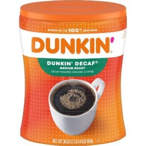 Dunkin' Original Blend Medium Roast Decaf Ground Coffee Canister - 30oz: Arabica Beans