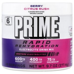 Prime Hydration Rapid Rehydration, Electrolyte Drink Mix, Berry Citrus Rush, 9.7 oz (277.4 g)