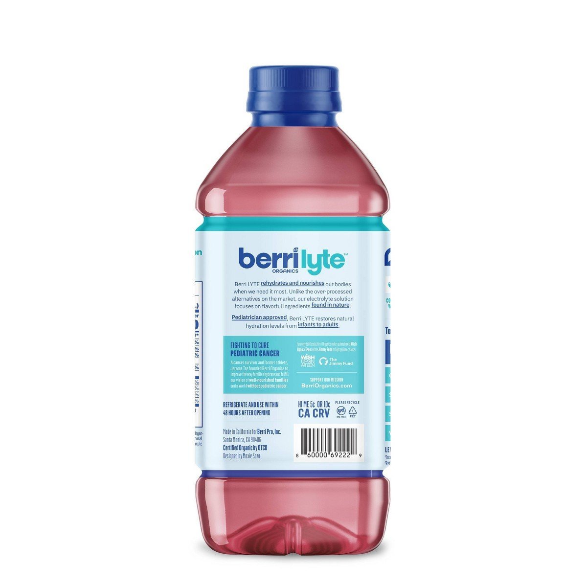 Berri Lyte Organic Plant-Based Electrolyte Drink Solution - Acai Berry - 33.8 fl oz: Non-Caffeinated, Ready to Drink - Image 3