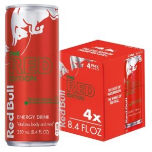 Red Bull Red Edition Energy Drink - Watermelon - 4pk/8.4 fl oz Cans: Low Fat, No Artificial Flavors, Caffeinated