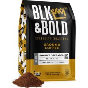 BLK & Bold Specialty Beverages Smoove Operator Dark Roast Ground Coffee - 12oz: Honduran Arabica Beans, Caramel, Toffee