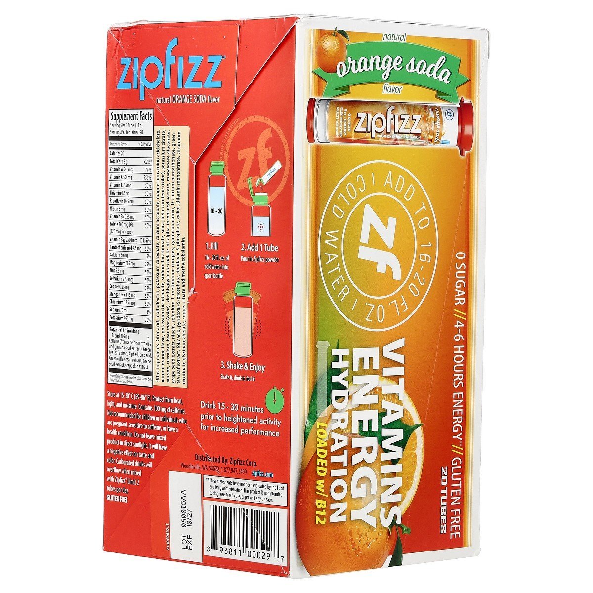 Zipfizz Energy Drink Mix, Electrolyte Hydration Powder with B12 and Multi Vitamin, Orange Soda (20 Pack) - Image 4