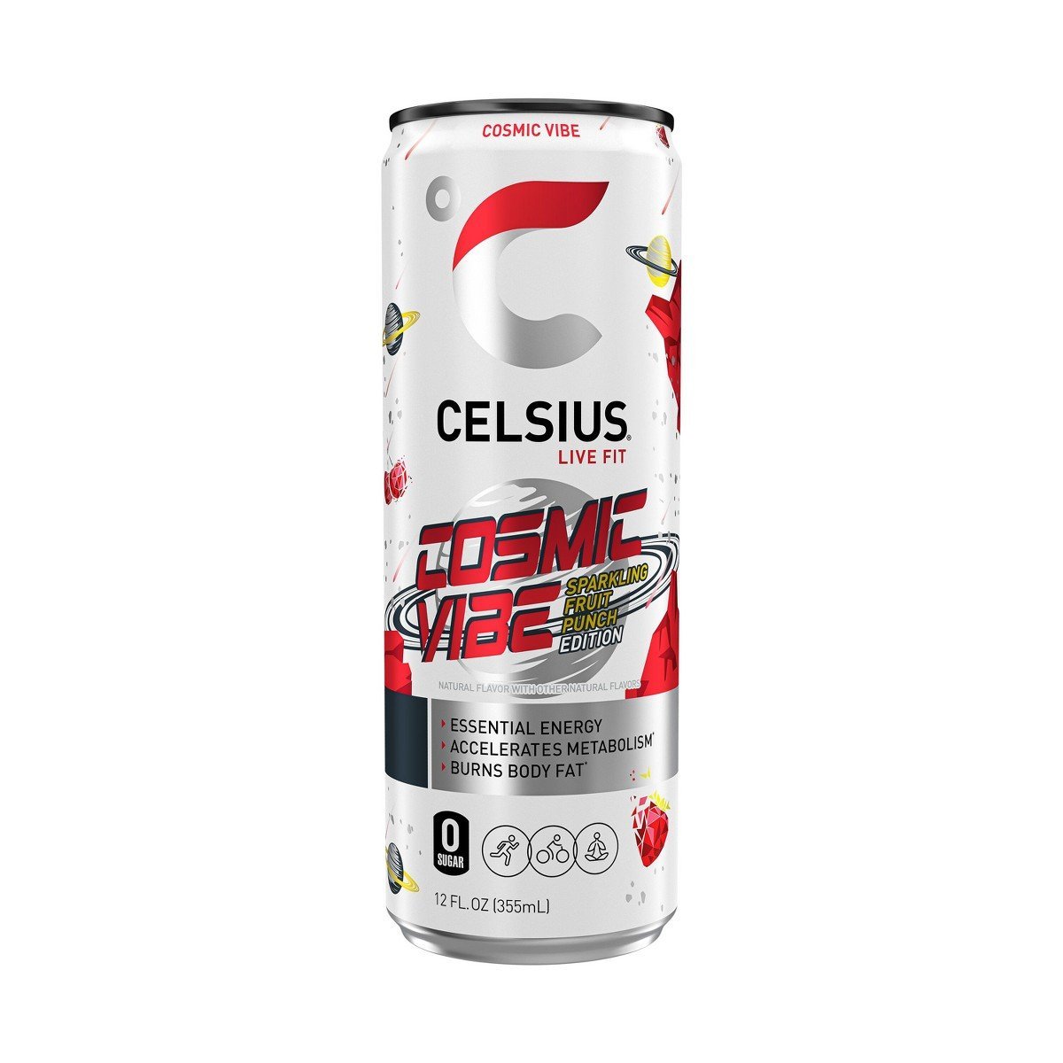 CELSIUS Sparkling Cosmic Vibe Functional Energy Drink - 12 fl oz: Sugar-Free, Gluten-Free, Vegan