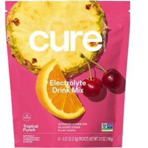 Cure Hydration Electrolyte Drink Mix, Tropical Punch, 14 Packets, 0.27 oz (7.6 g) Each