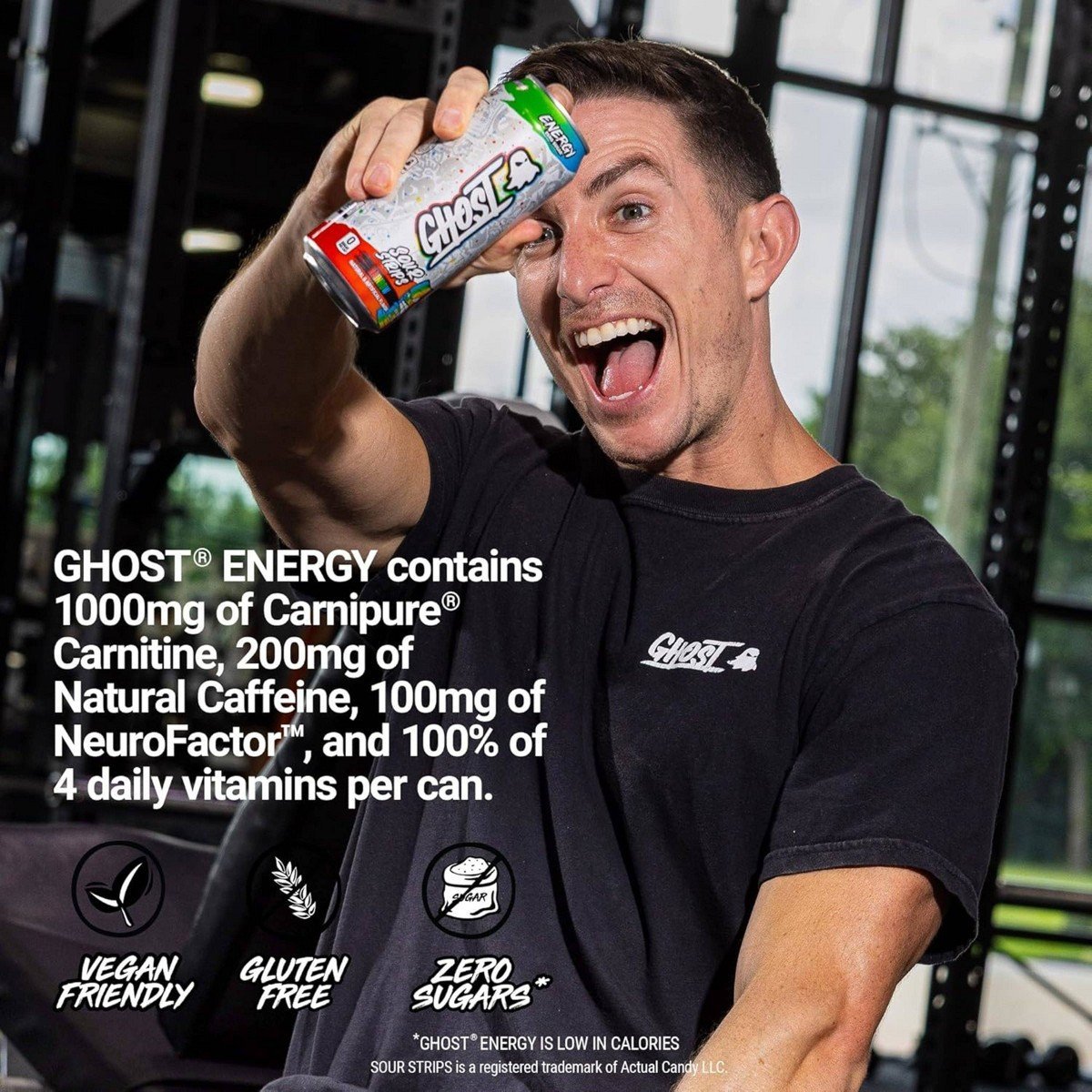 GHOST Energy Drink Sour Strips Rainbow Single - 16 fl oz: Caffeinated - Image 5