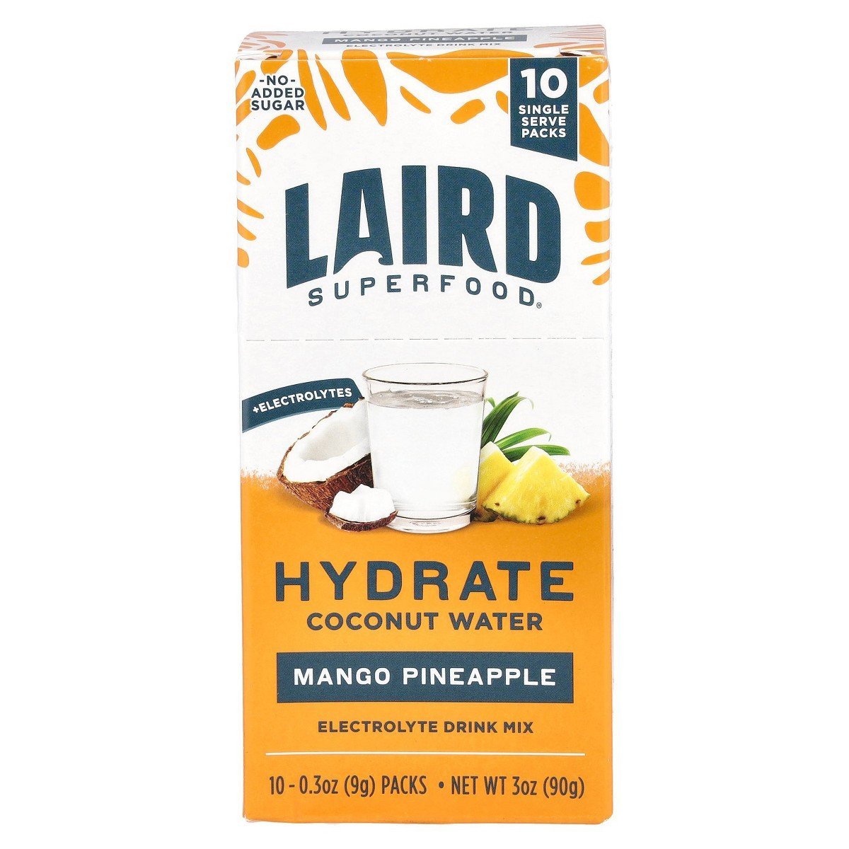 Laird Superfood Hydrate Coconut Water, Electrolyte Drink Mix, Mango Pineapple, 10 Single Serve Packs, 0.3 oz (9 g) Each - Image 5