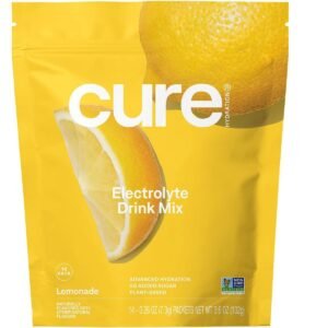 Cure Hydration Hydrating Electrolyte Mix, Lemonade, 14 Packets, 0.26 oz (7.3 g) Each