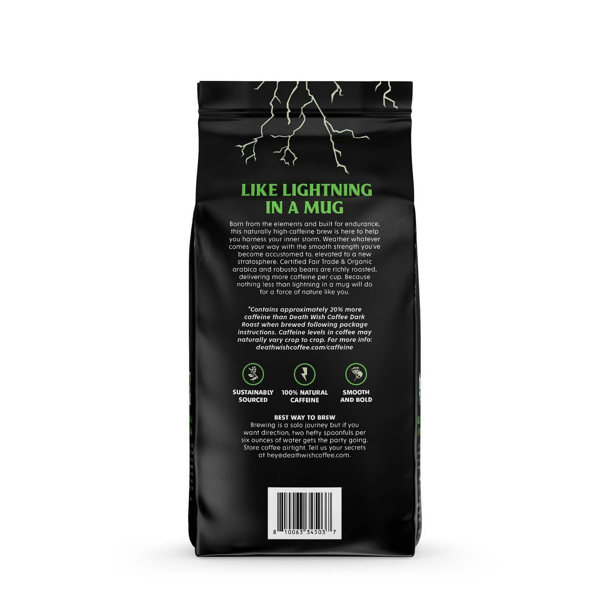 Death Wish Coffee Co Power Surge Medium Dark Roast Ground Coffee - 10oz: Berry, Malt Flavors - Image 3