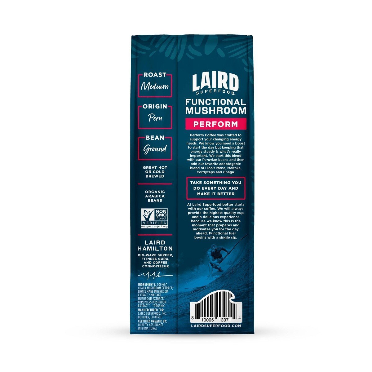Laird Superfood Medium Roast Ground Organic Coffee with Mushrooms - 12oz: Peruvian, Gluten-Free, Vegan - Image 3