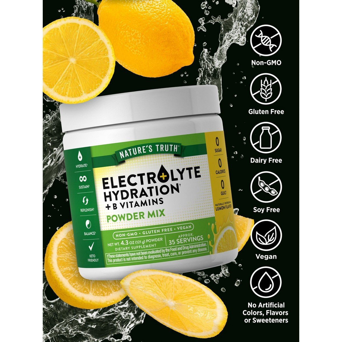 Nature's Truth Electrolytes Powder | No Sugar | Refreshing Lemon Flavor - Image 3