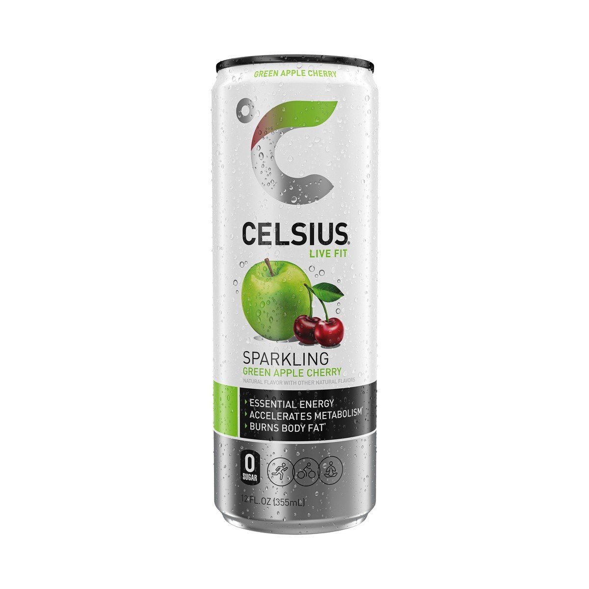 CELSIUS Sparkling Green Apple Cherry Functional Energy Drink - 12 fl oz Can - Image 5