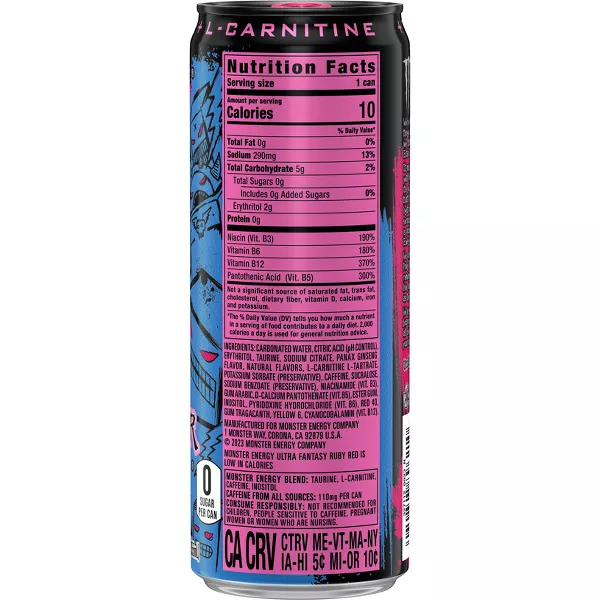 Monster Ultra Fantasy Ruby Red Energy Drink - 12 fl oz: Low Sodium, No Artificial Colors, Herb Flavor - Image 4