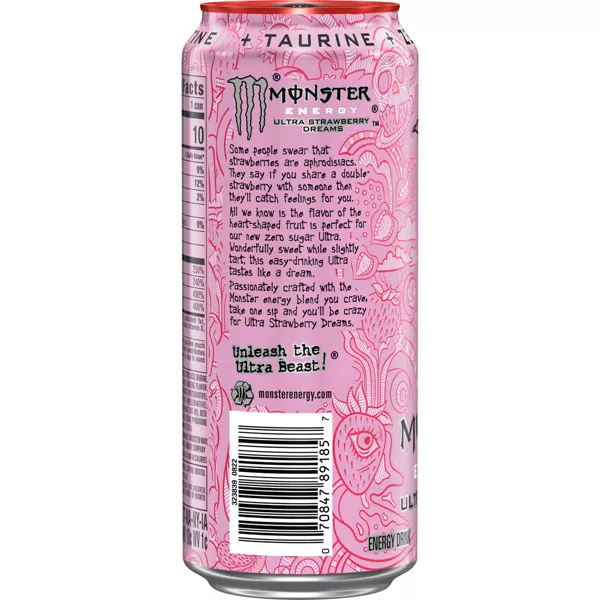 Monster Ultra Strawberry Dreams Energy Drink - 16 fl oz Can - Image 2