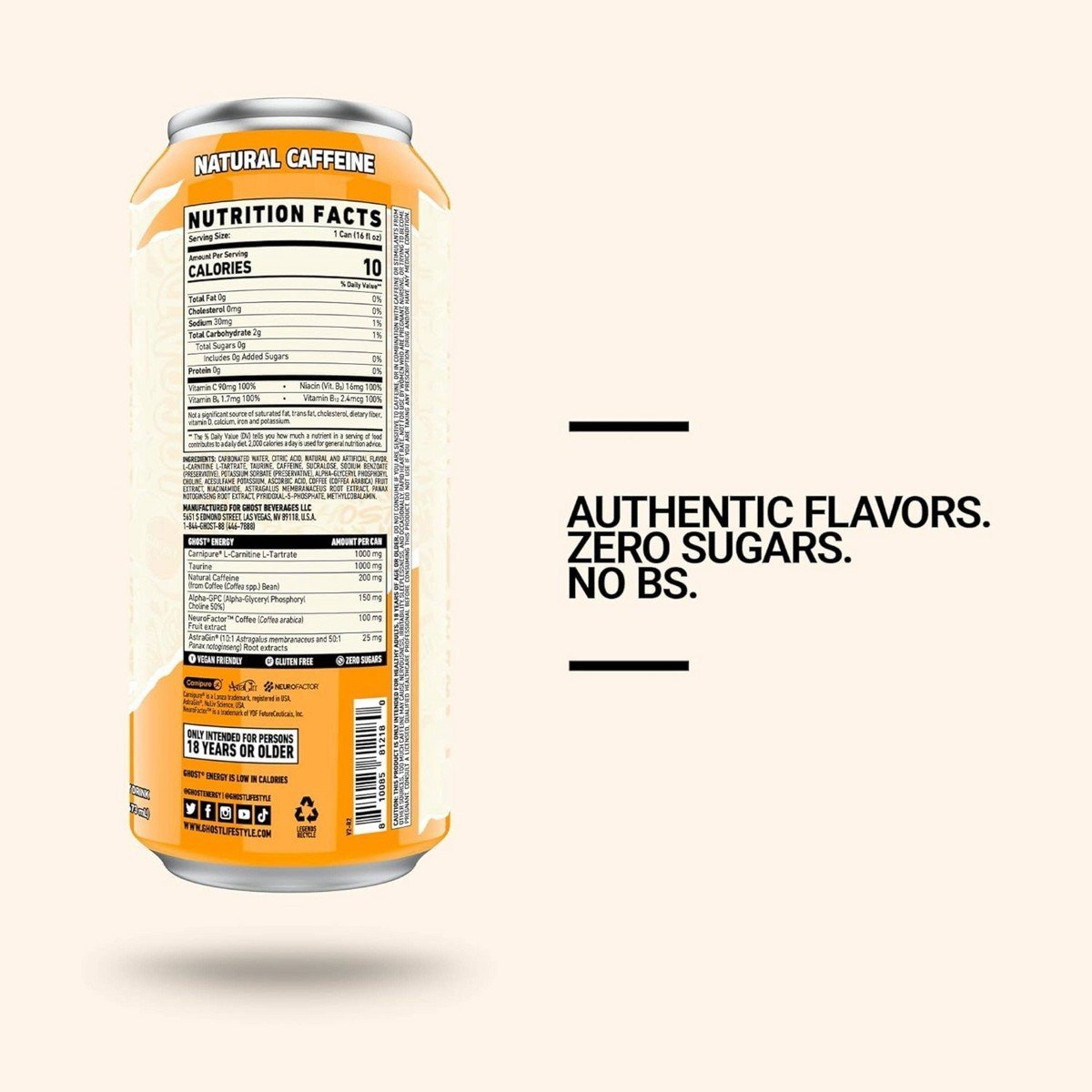 Ghost Energy Orange Cream Energy Drink - 16 fl oz: Sugar-Free, Gluten-Free, Vegan - Image 4