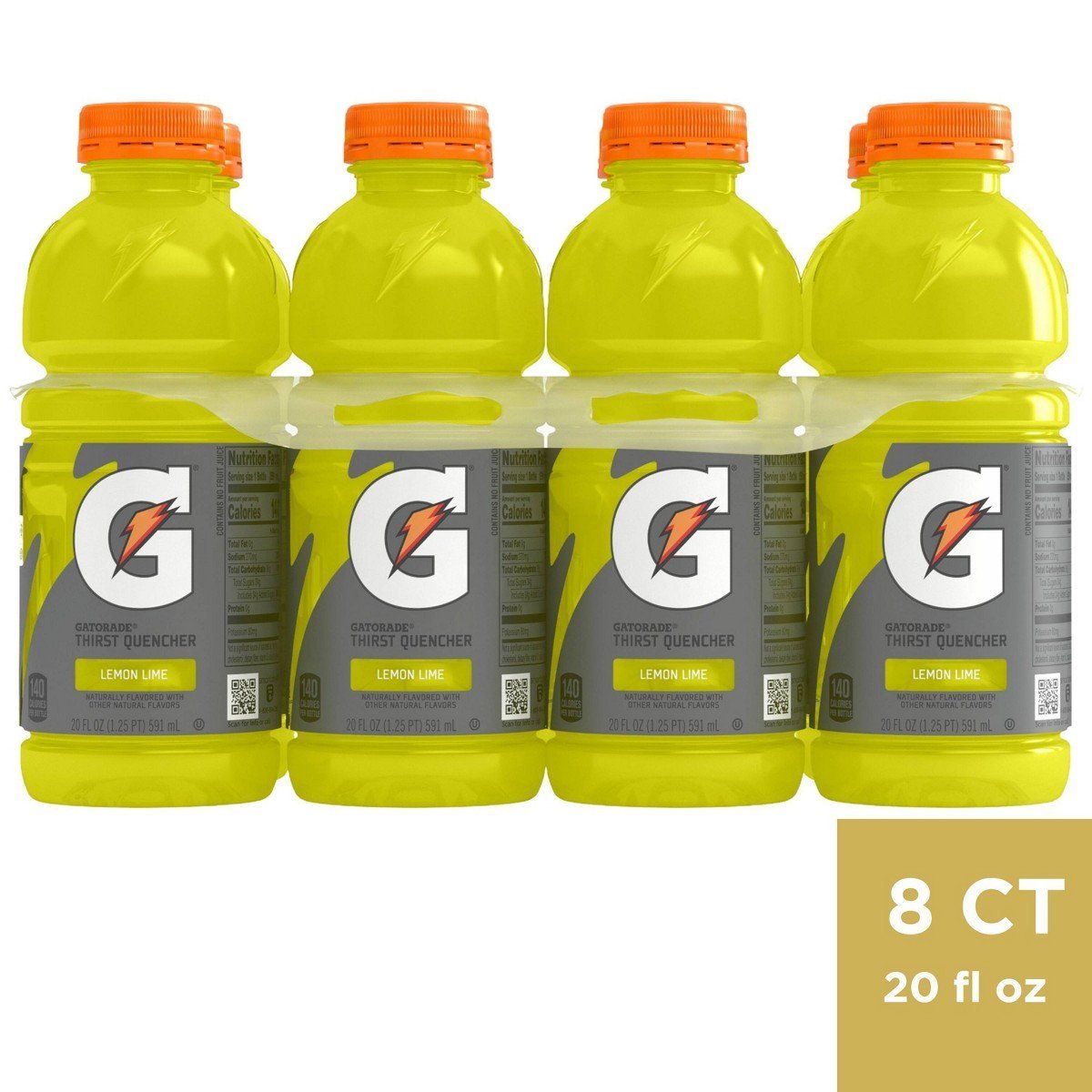 Gatorade Lemon Lime Sports Drink - 8pk/20 fl oz Bottles: Non-Caffeinated