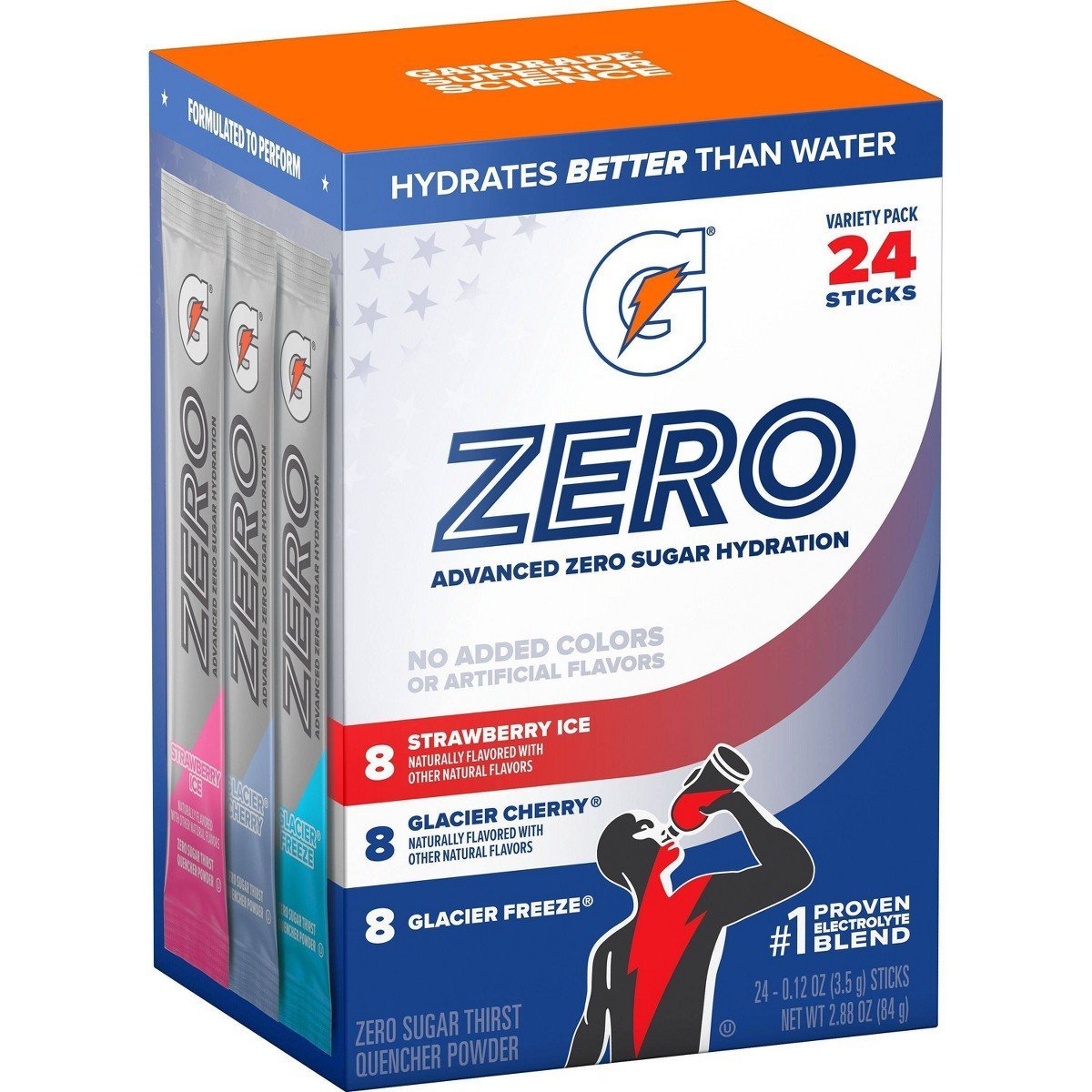 Gatorade G-Zero Powder Sticks Variety Pack - 24ct: No Artificial Flavor
