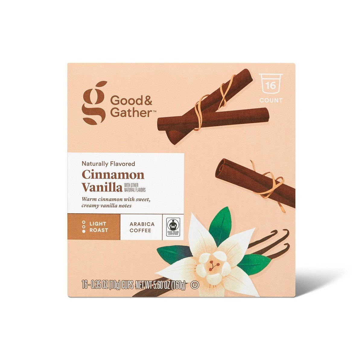 Naturally Flavored Cinnamon Vanilla Light Roast Coffee - 16ct Single Serve Pods - Good & Gatherâ„¢
