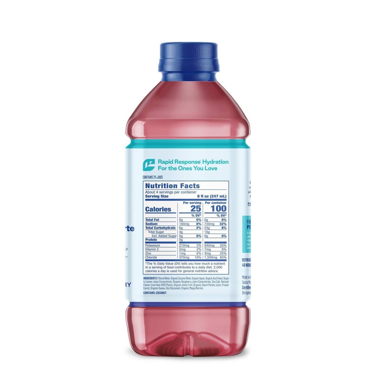 Berri Lyte Organic Plant-Based Electrolyte Drink Solution - Acai Berry - 33.8 fl oz: Non-Caffeinated, Ready to Drink - Image 5