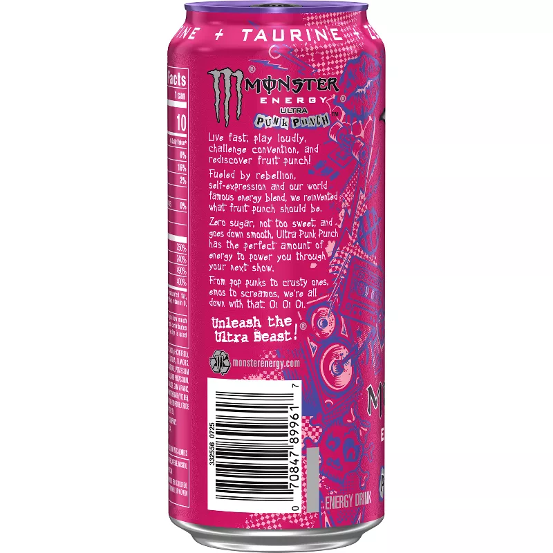 Monster Energy Ultra Punk Punch Energy Drink -16 fl oz: Low Calorie, Diet, Caffeinated - Image 2