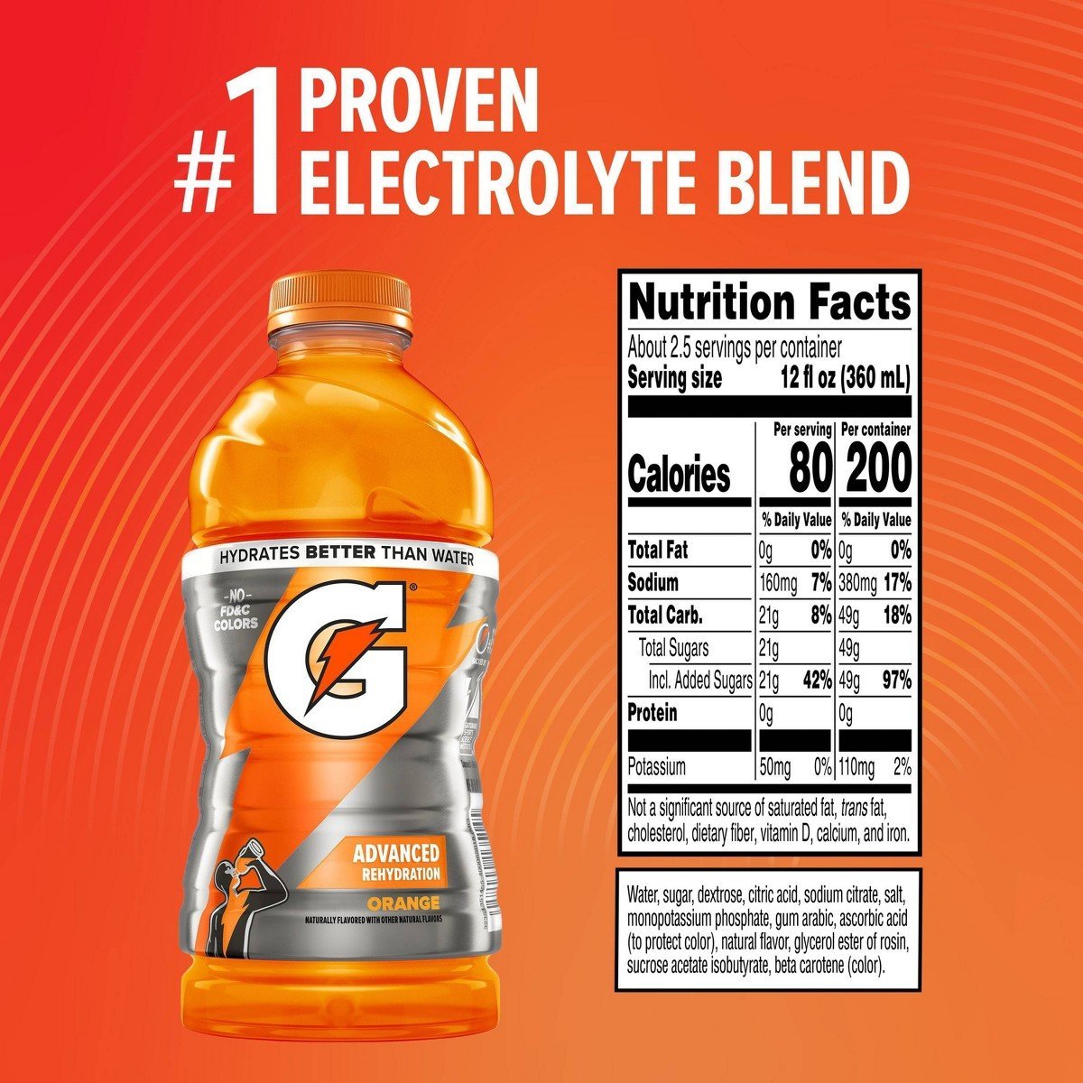 Gatorade Orange Sports Drink - 28 fl oz Bottle: Non-Caffeinated - Image 3