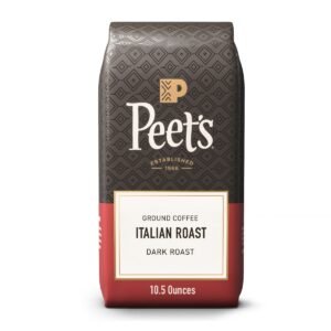 Peet's Italian Dark Roast Ground Coffee - 10.5oz: Arabica Beans, Dark Chocolate, Molasses
