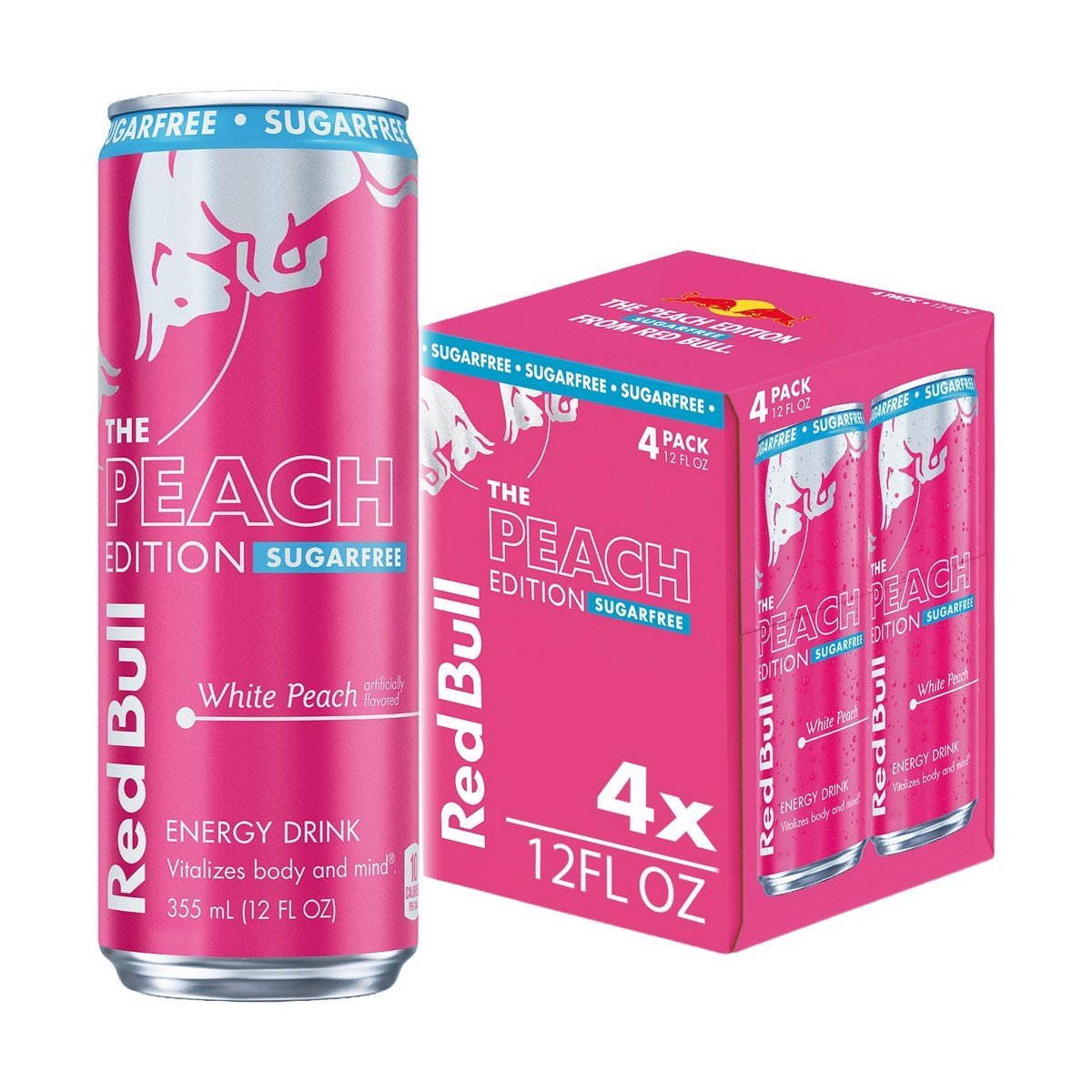 Red Bull Peach Edition Sugarfree Energy Drink - White Peach, Caffeinated - 4pk/12 fl oz Cans
